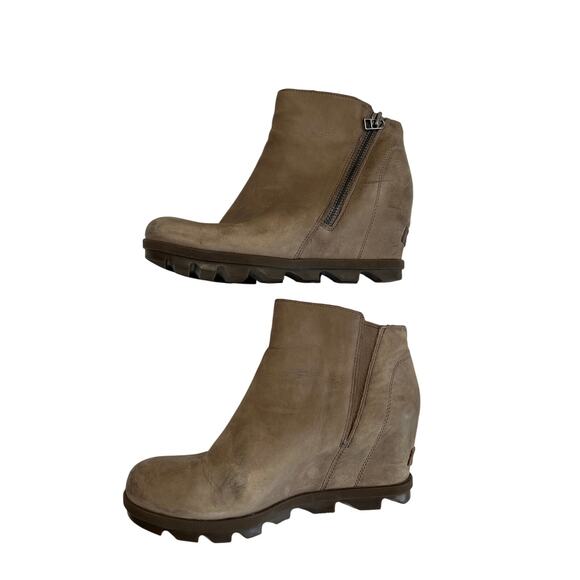 Sorel Women's Joan of Arctic Wedge II Tan Zip Ankle Booties Women's Size 9.5 - Picture 3 of 10